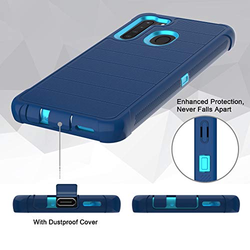Leptech For Galaxy A21 Case With Soft Tpu Screen Protector, [Holster Series] Full Body Heavy Duty Armor Protective Phone Cover With Kickstand Belt Clip Case For Samsung Galaxy A21 (Navy) #TOP2