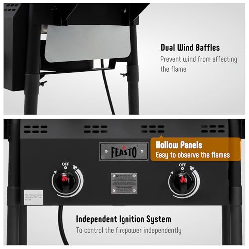 image for Feasto Outdoor Propane Deep Fryer,Dual Tank with Dual Independent Cast