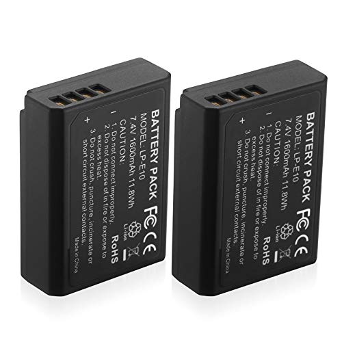 LP E10 LP-E10 Battery Pack Compatible with Canon EOS Rebel T3, T5, T6, T7, Kiss X50, Kiss X70, EOS 1100D, EOS 1200D, EOS 1300D, EOS 2000D Digital Camera