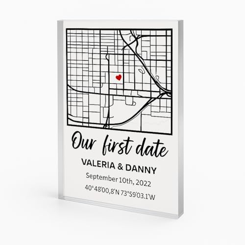 NEXT DAY SHIP Custom Our First Date Map Acrylic Plaque