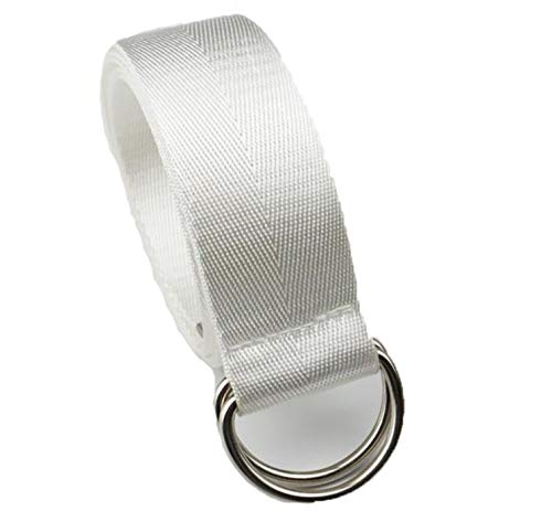 PmseK 130Cm Long D Ring Buckle Belt Harajuku Zipper All-Match Ultra Long Canvas Belt Lovers Brief Solid Color Long Belt White 130cm