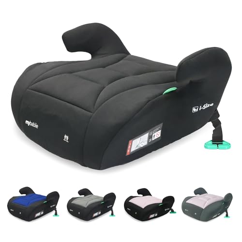 My Babiie MBCSB10 Alzador Coche Niño – Compacto y Ligero, i-Size Asiento Elevador, 6 a 12 Años, 125-150 cm, Silla Coche Grupo 3 - Negro
