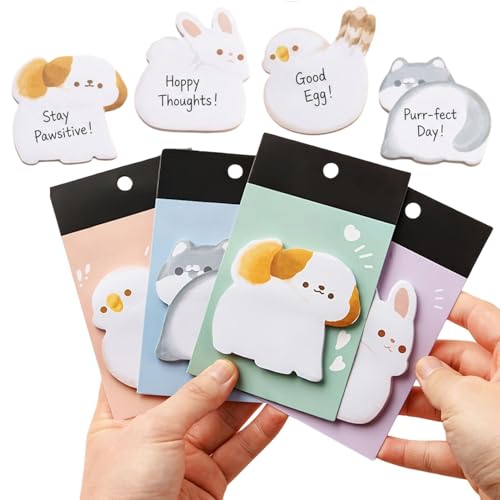 Image of FunBlast Cute Animals Sticky Notes, 4 Sheets - 120 Sticky Notes, Sticky Pad for Study, Point It Marker Stationery Items, Self-Adhesive Memo Pad, Planners and Memo Sticker (Animal Hug)