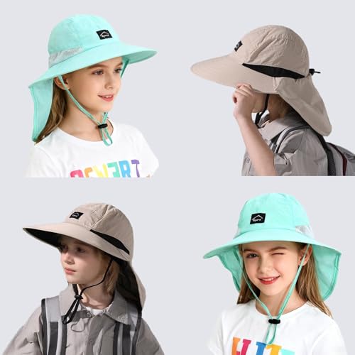 Image of ZOORON Kids Sun Hat with Neck Flap UPF 50+ Beach Hats for Baby Boys Girls