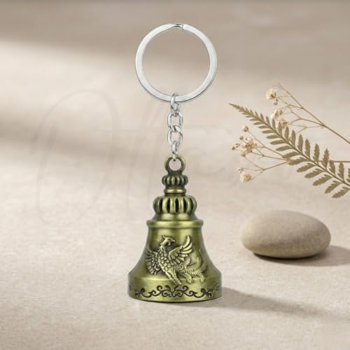 Image of OTTAVO Guardian Bell Keychain, Oxidized Copper, Tibetan Style, 5 cm Height, Good Luck Charm