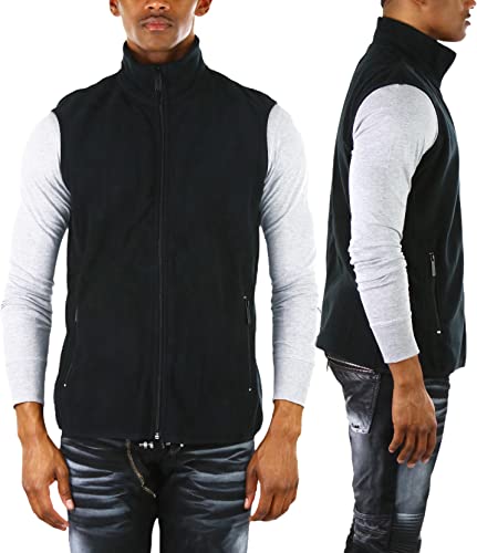 Image of ToBeInStyle Men's Zip Up Sleeveless High Collar Polar Fleece Vest