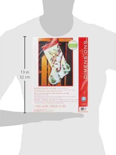 Dimensions Counted Cross Stitch 'Sledding Snowmen' Personalized Christmas Stocking Kit, 16"