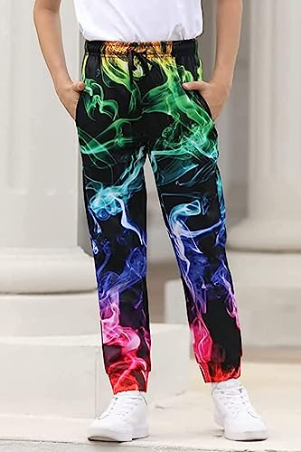 Smoke Sweatpants For Little Boys Size 8 Winter Long Sports Pants With Drawstring 9 Years Old Girls Funny Turquoise Rose Red Fog Graphics Active Trouse Young Children Autumn School Cool Outfits #TOP1