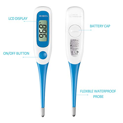 Digital Oral Thermometer for Adults, Thermometer for Fever, Memory Recall and Accurate Rectal Underarm Armpit Thermometer for Adults Babies Infants Pets, Flexible Waterproof Probe