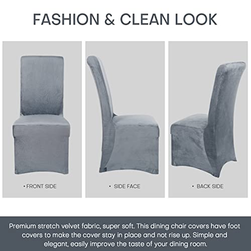 Foreate Velvet Stretch Dining Room Chair Covers Set Of 2 For High Back Parson Chairs, Breathable Soft Dining Chair Covers For Dining Room(Dark Grey) #TOP2