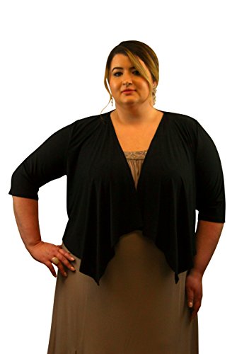 SleekTrends Womens Elbow Sleeve Plus Size Open Draped Front Bolero Jacket - Shrugs4