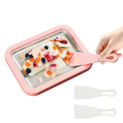 Yuemeuy Máquina Para Hacer Enrollado,Bandeja para Rollos de Yogur - Placa Fría Instantánea Con 2 Espátulas | para Adultos Cocina Doméstica Reuniones Familiares Exterior Vacaciones Cocina