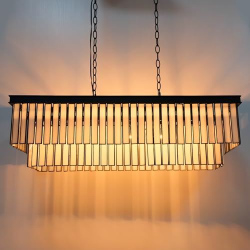 Wrlmfy Tiffany Chandelier with Cream White Glass Pieces, 5 Lights