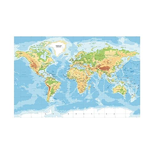 CROSYO 1pc La Carte Physique Politique Mondiale 90 * 60cm NO-FADANT Edition Classique Carte du Monde sans Affiche de Drapeau National pour la Culture et Les Voyages