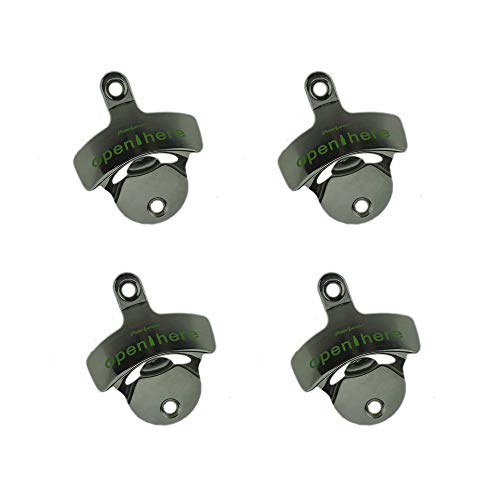 Boomboost RVS Wall Mounted Fles Opener, Auto Bier Opener met twee schroeven Handig Tool 4pc/Set