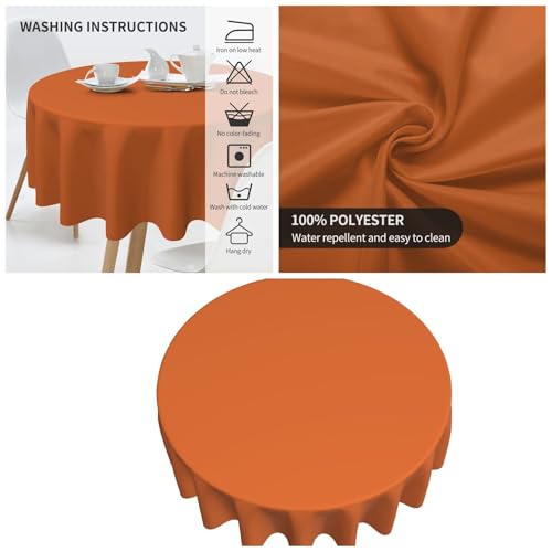 Nappe ronde polyester rouge brique pour repas de famille chaleureux
