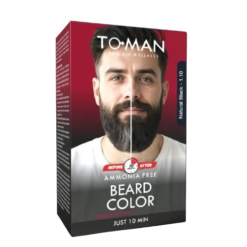 TO-MAN Beard Color for Men Natural Black | 10-Minute Fast Grey Coverage | Beard & Moustache Dye | Natural Look Facial Hair Color | No Skin Staining (48ML)-picture-32