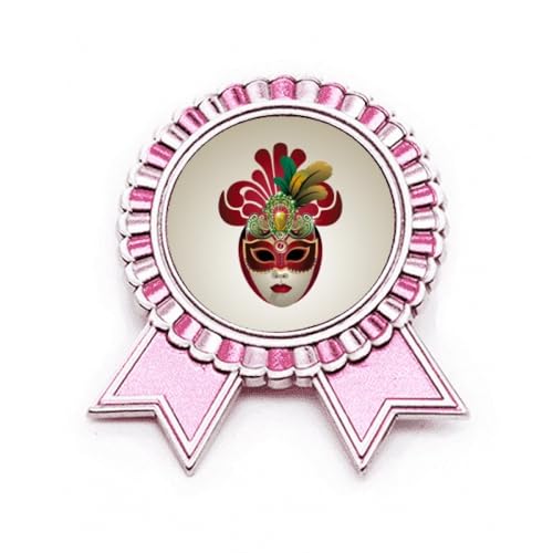 Broche tête ronde Happy Carnival of Venice rose en métal pour illuminer vos tenues de fête