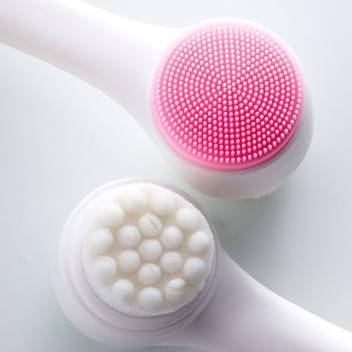 Escova De Limpeza Facial 2 em 1 Silicone Com Esponja de Massagem Para Skin Care Cuidado Facial Limpe