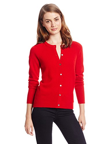 bela.nyc Women's 100% Cashmere Raglan Crew-Neck Cardigan Sweater