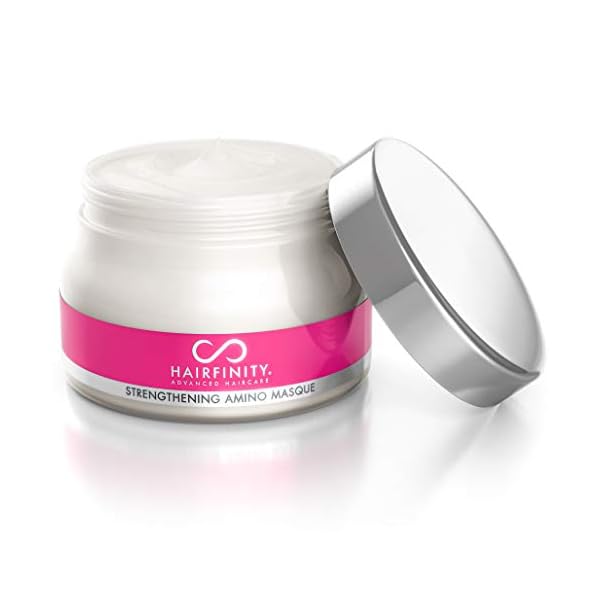 Hairfinity Hair Strengthening Amino Treatment Masque - Hydrating Hair Mask and Deep Conditioner Cream for Dry Damaged Hair with Hydrolyzed Collagen, Keratin, Vegetable Protein for Growth, 8 oz