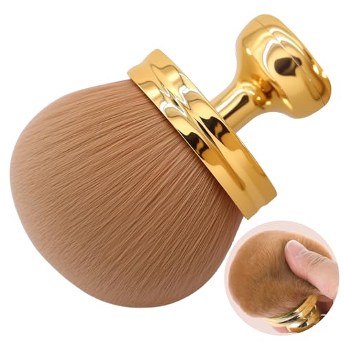 Image of Extra Large Body Makeup Brush, Bronzer Tanning Brush For Body And Face Legs, 3 Inch Wide Soft Kabuki Brushes For Fake Tan, Blusher, Foundation, Setting Powder (Gold)