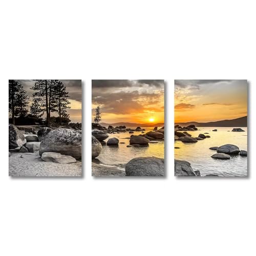 Coucher de soleil sur la mer en toile pour illuminer votre salon