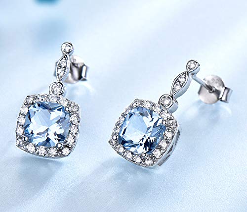 Colliers et boucles d'oreilles en argent 925 anti-ternissement à topaze bleue - 4