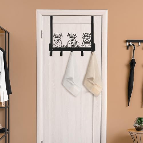 Kathfly Black Highland Cow Over Door Towel Rack 5 Hooks by Kathfly - Used condition - Image 5