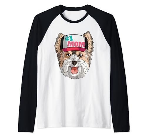 Biewer Yorkshire Terrier #1 Regalo para el Día de la Madre para mamá Camiseta Manga Raglan