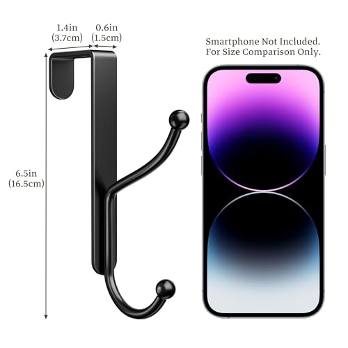 niffgaff Over Door Hook 2-Pack, Heavy Duty Door Hanger, Fits Interior Doors 1.4 Inches Thick, Organize Coats, Hats, Towels, and Bags for Entryways, Bathrooms, Bedrooms, and Kitchens, Black by niffgaff - Used condition - Image 6