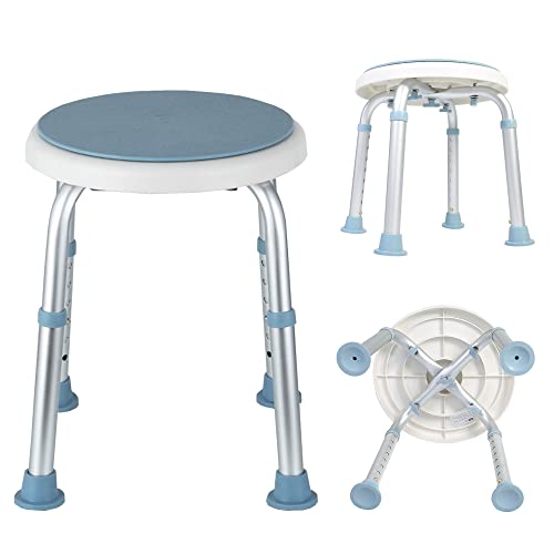 Ansobea Tabouret de douche rond rotatif à 360 ° - Réglable en hauteur - Siège de douche antidérapant - 150 kg Cover