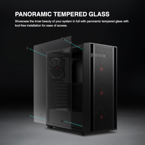 Image of Rosewill ATX Mid Tower Gaming Computer PC Case with Side Tempered Glass, Preinstalled 4 x 120mm PWM Fans, Support Up to 6 x 120mm Fans, 360mm AIO /Radiator, 340mm GPU /VGA, 160mm CPU Air Cooler - RWGC2