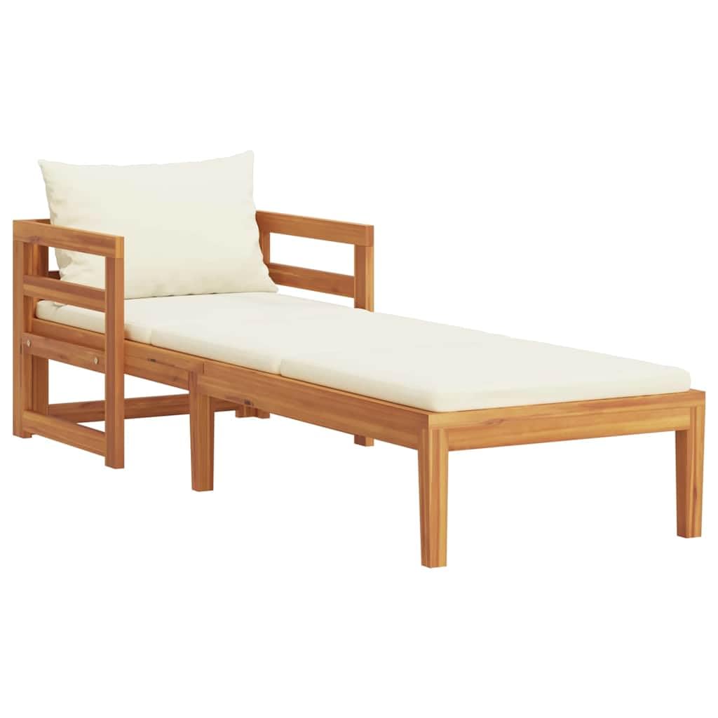 vidaXL Lettino Prendisole con Cuscini Bianco Crema in Acacia Massello