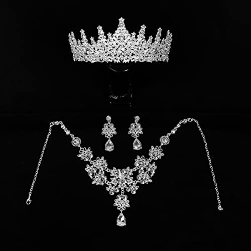 Lhelca Baroque Bridal Jewelry Set 3 Pieces Tiara Earrings Necklace, Bridal Jewelry Set, Wedding Rhinestone Crystal Party Birthday Prom Pageant Jewelry For Women Girls #TOP2