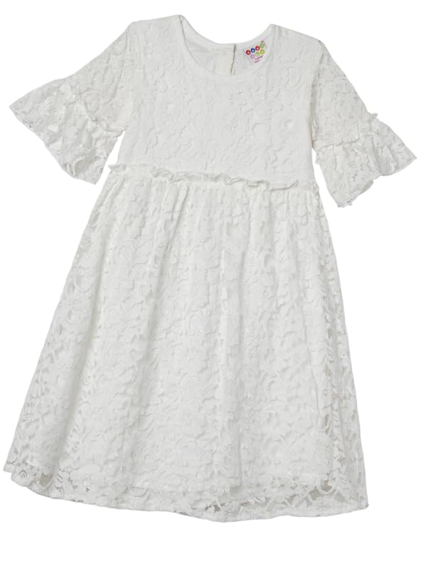 Image of ZION Girls Lace Dress with Bell Sleeves & Ruffles | Perfect for Every Occasions | 2-14 Years, Multiple Colors