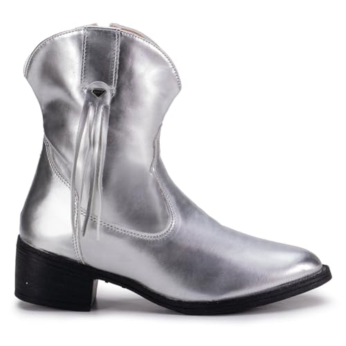 Bota Western Feminina IZA GuGi 218-GG Com Franja (Prata,40)