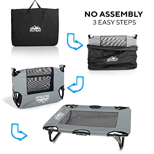 Elevated Dog Cot With Steel Frame - Foldable Raised Play And Rest Bed For Dogs And Cats - Heavy Duty Strong Material - Pet Cot With Bonus Storage Bag (Small 30” X 20” X 7”, Grey) #TOP1