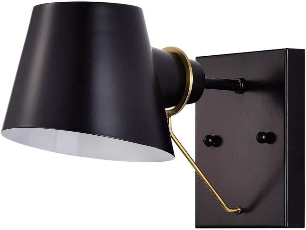 Nuvo Lighting 60/7381 Baxter - 1 Light Bath Vanity in Impressionable Style-7.25 Inches Tall and 6 Inches Wide, Black/Burnished Brass Finish with Black Shade