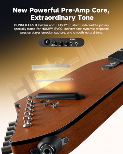 Donner HUSH I EVO2 Acoustic Electric Travel Guitar (Natural) - image 4
