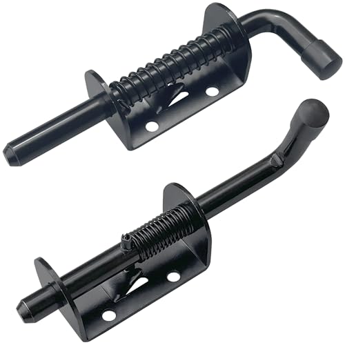 2 PCS Heavy Duty Spring Bolt Latches Black Gate Latch, Loaded Door Latch