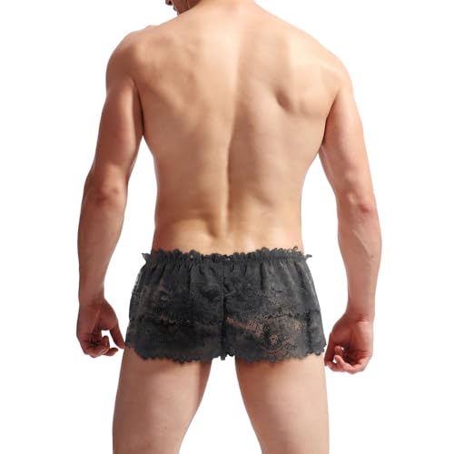 Men's Sissy Lace Panties Double Layer Skirt Sissy Pouch Briefs Lingerie Sexy Underwear Thongs3