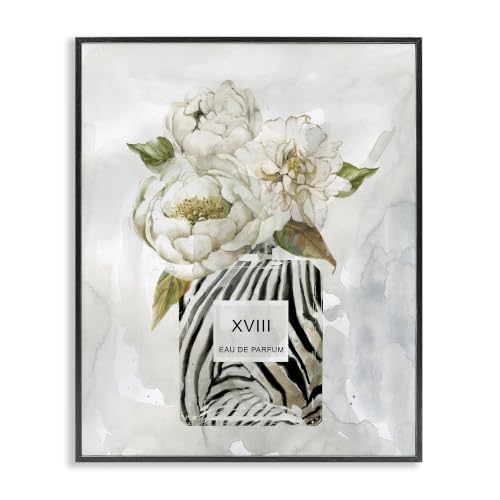 'White Glam Peonies Bouquet Patterned Perfume'| Framed Giclee Art
