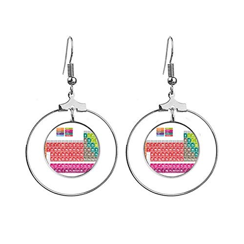Boucles d'oreilles chimie tableau périodique en métal argent contre la monotonie
