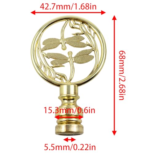 Image of Double Dragonfly Retro Design Lamp Finial Traditional Lampshade Button Retro Brass Lamp Cap Knob Double Dragonfly Lamp Finial 1-3 /8 inches Gold 1 PCS (Gold)