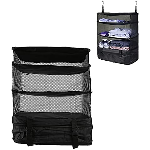 VIFERR Travel Hanging Closet 3 Layer with Bottom Hanging Travel Shelves Bag Storage Bag Travel Luggage Packing Suitcase Cover
