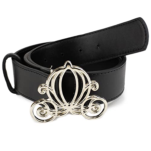 Buckle-Down Women's Disney, Cinderella Carriage Silver, Black Vegan Leather Belt2