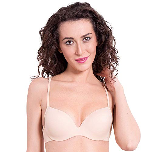 Image of Brachy Women's 85% Polyamide, 15% Elastane Heavily Padded Underwire Push Up Bra Pink