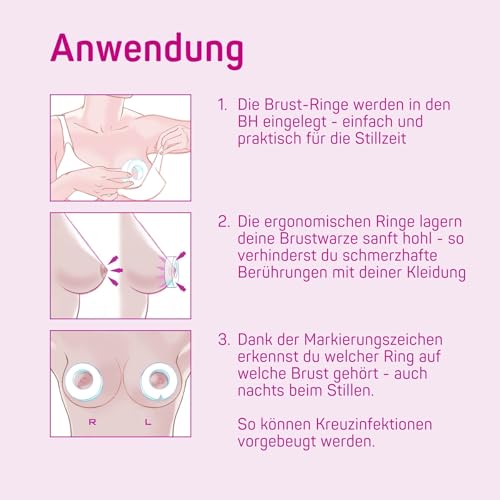 ELANEE Brust-Ringe, Schutz der Brustwarze BH-Kontakt durch Hohllagerung, ideal bei wunden, entzündeten Brustwarzen durch Stillen, 10 Stück (222-00)