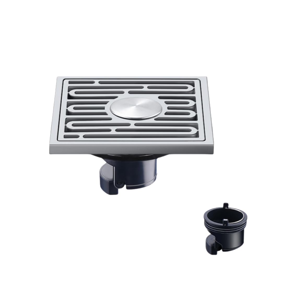 KJdxfhFH Bathroom floor drains, Invisible Floor Drain Curved Stainless Steel(Plastic Core Dual Use)